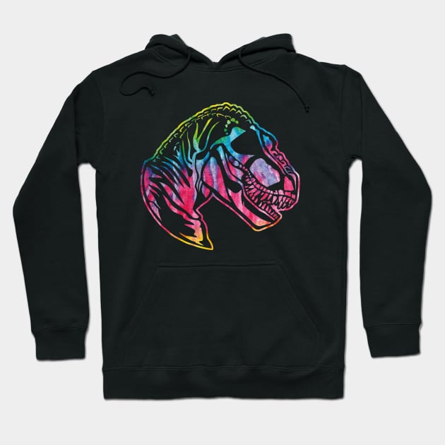 T-Rex Tie Dye Color Art Colorful Dinosaur Hoodie by BlueTodyArt